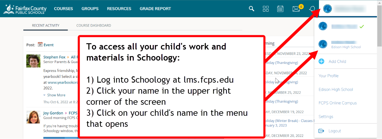 graphic showing login box for schoology
